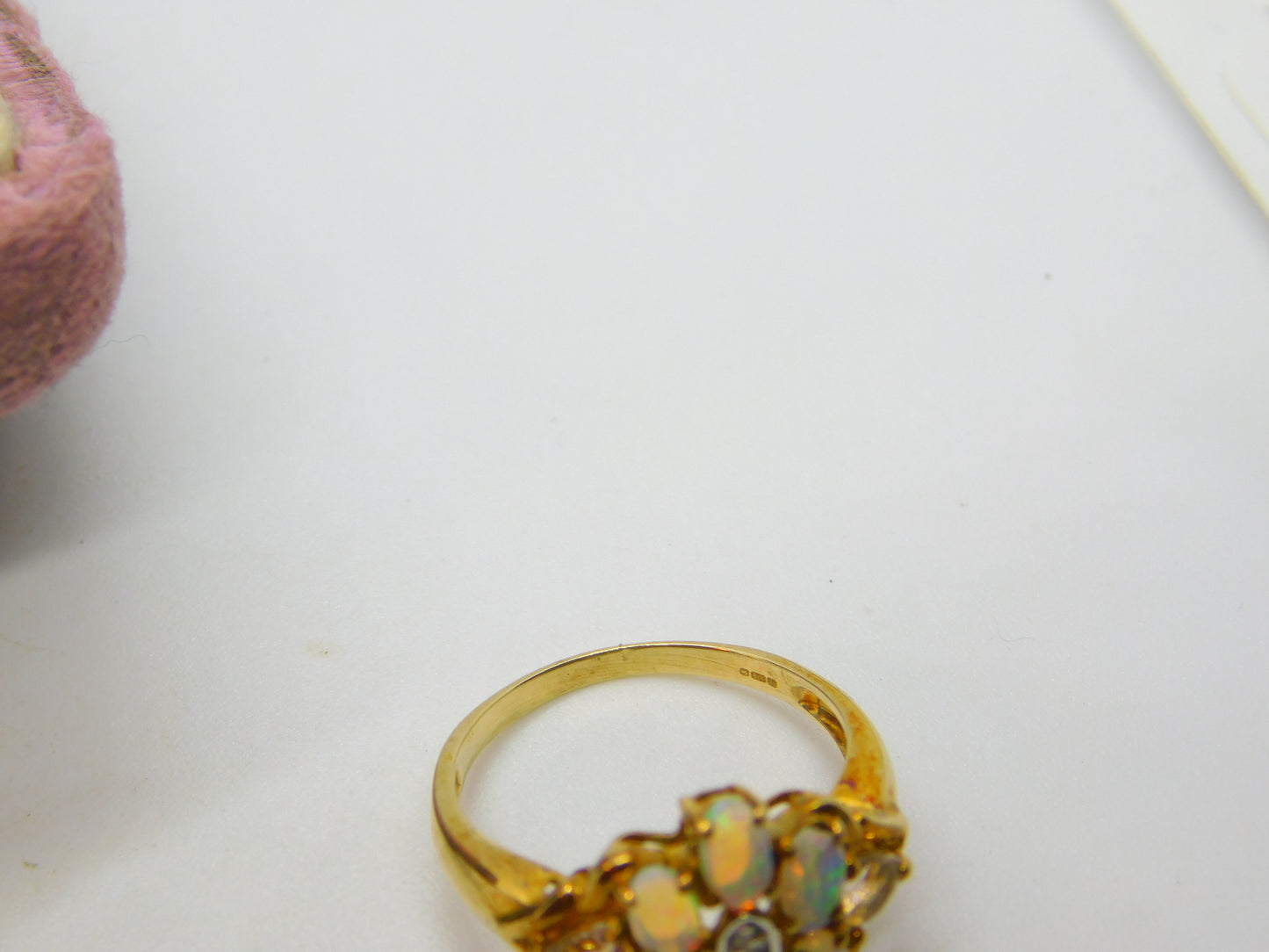 9ct Yellow Gold, Diamond & Water Opal Cluster Ring Vintage Birmingham