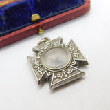 Victorian Sterling Silver Cross Form Compass Fob Pendant c1880 Antique