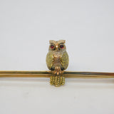 Edwardian 14ct Yellow Gold & 9ct Gold Perched Owl Bar Brooch Antique