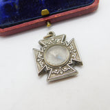 Victorian Sterling Silver Cross Form Compass Fob Pendant c1880 Antique