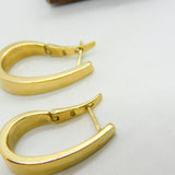 9ct Yellow Gold Oval Form Sleeper Hoop Earrings Vintage c1980