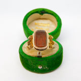 18th Century French Revolution Interest 18ct Yellow Gold Carnelian Rat in the Guillotine Intaglio Ring c1790
