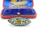 Victorian Gilt Metal Colourful Micro-Mosaic Floral Brooch Antique c1860 Italian