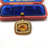 Georgian 9ct Gold, Pearl & Citrine 'In Memory of William Last' Mourning Brooch Antique 1835