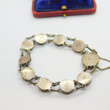 Victorian Russian Sterling Silver Colourful Enamel Floral Panel Bracelet c1880