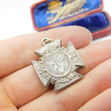 Victorian Sterling Silver Cross Form Compass Fob Pendant c1880 Antique