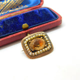 Georgian 9ct Gold, Pearl & Citrine 'In Memory of William Last' Mourning Brooch Antique 1835