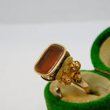 18th Century French Revolution Interest 18ct Yellow Gold Carnelian Rat in the Guillotine Intaglio Ring c1790