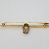 Edwardian 14ct Yellow Gold & 9ct Gold Perched Owl Bar Brooch Antique