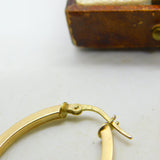 9ct Yellow Gold Oval Form Sleeper Hoop Earrings Vintage c1980