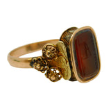 18th Century French Revolution Interest 18ct Yellow Gold Carnelian Rat in the Guillotine Intaglio Ring c1790