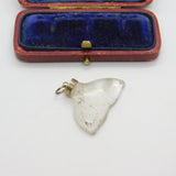 Sterling Silver & Carved Rock Crystal Whale Tail or Fluke Pendant Antique