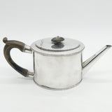 George III Sterling Silver Wooden Handle Beaded Teapot Antique 1780 Newcastle