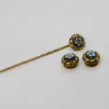 19th Century 9ct Gold Carved Sardonyx Floral Studs & Stick Pin Set Antique