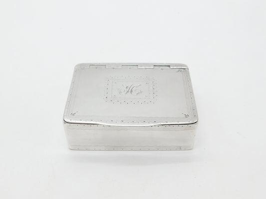 18th Century Irish Georgian Sterling Silver Bright Cut Snuff Box Antique c1760