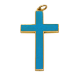 Victorian 15ct Gold Blue Enamel Large Cross Pendant Antique 1897 Chester