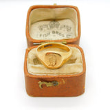 9ct Yellow Gold 'D' Italic Initial Signet Ring Vintage 1978 Birmingham