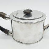George III Sterling Silver Wooden Handle Beaded Teapot Antique 1780 Newcastle