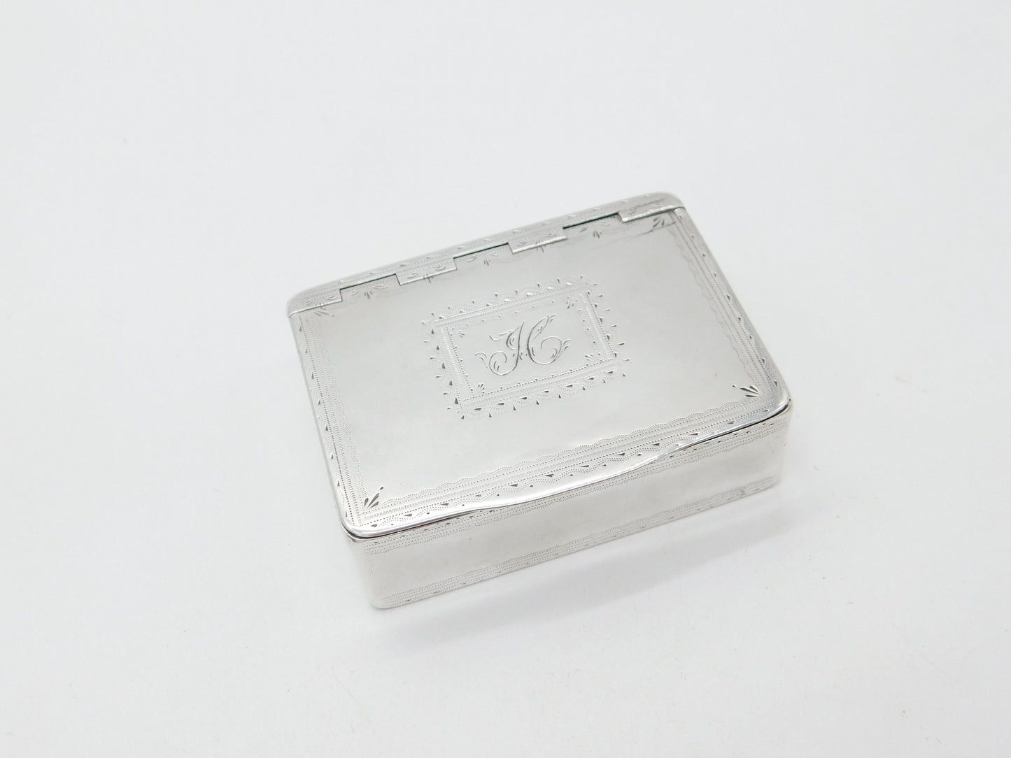 18th Century Irish Georgian Sterling Silver Bright Cut Snuff Box Antique c1760