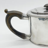 George III Sterling Silver Wooden Handle Beaded Teapot Antique 1780 Newcastle