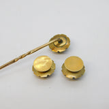 19th Century 9ct Gold Carved Sardonyx Floral Studs & Stick Pin Set Antique