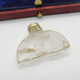 Sterling Silver & Carved Rock Crystal Whale Tail or Fluke Pendant Antique