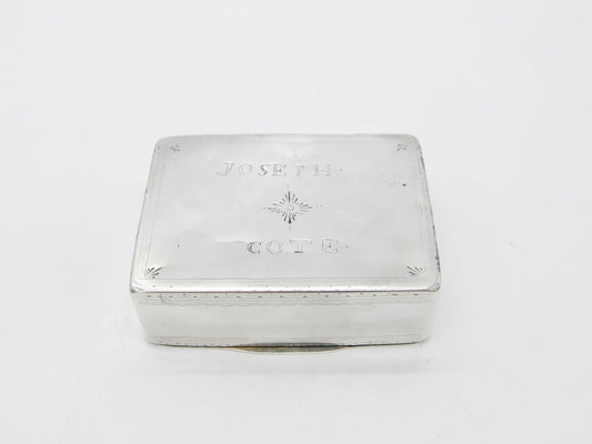 18th Century Irish Georgian Sterling Silver Bright Cut Snuff Box Antique c1760