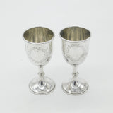 Pair of Sterling Silver Floral Pattern Goblets or Chalices 1937 Antique Deco