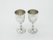 Pair of Sterling Silver Floral Pattern Goblets or Chalices 1937 Antique Deco