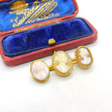 Georgian Grand Tour Period Carved Shell Triple Cameo Brooch Antique c1800