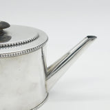George III Sterling Silver Wooden Handle Beaded Teapot Antique 1780 Newcastle