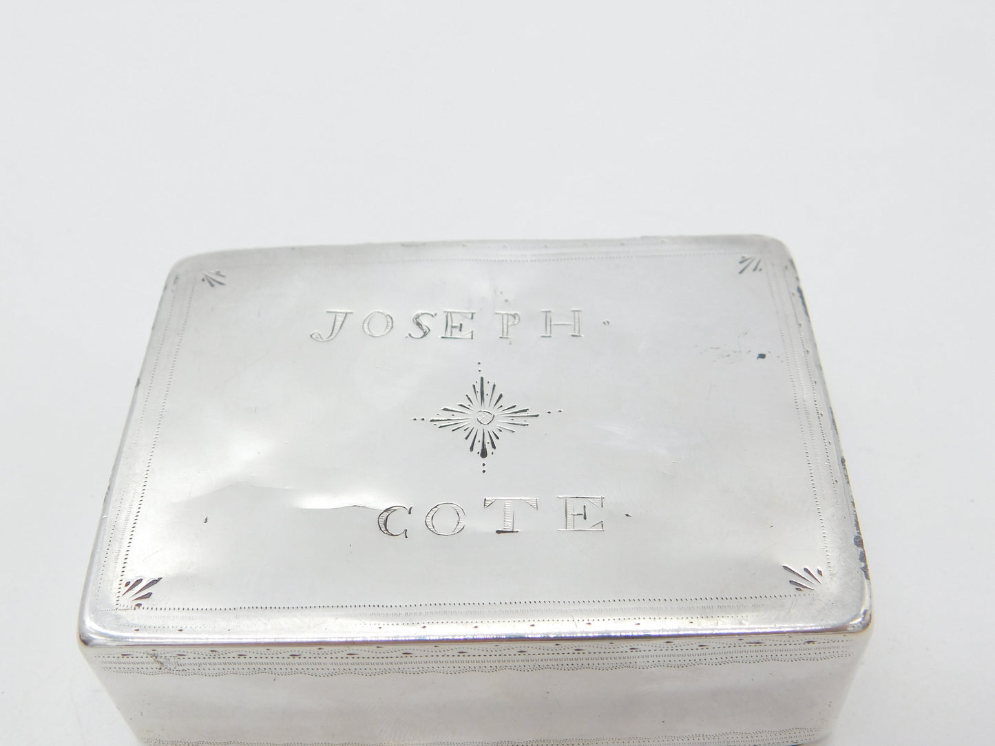 18th Century Irish Georgian Sterling Silver Bright Cut Snuff Box Antique c1760