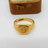 9ct Yellow Gold 'D' Italic Initial Signet Ring Vintage 1978 Birmingham