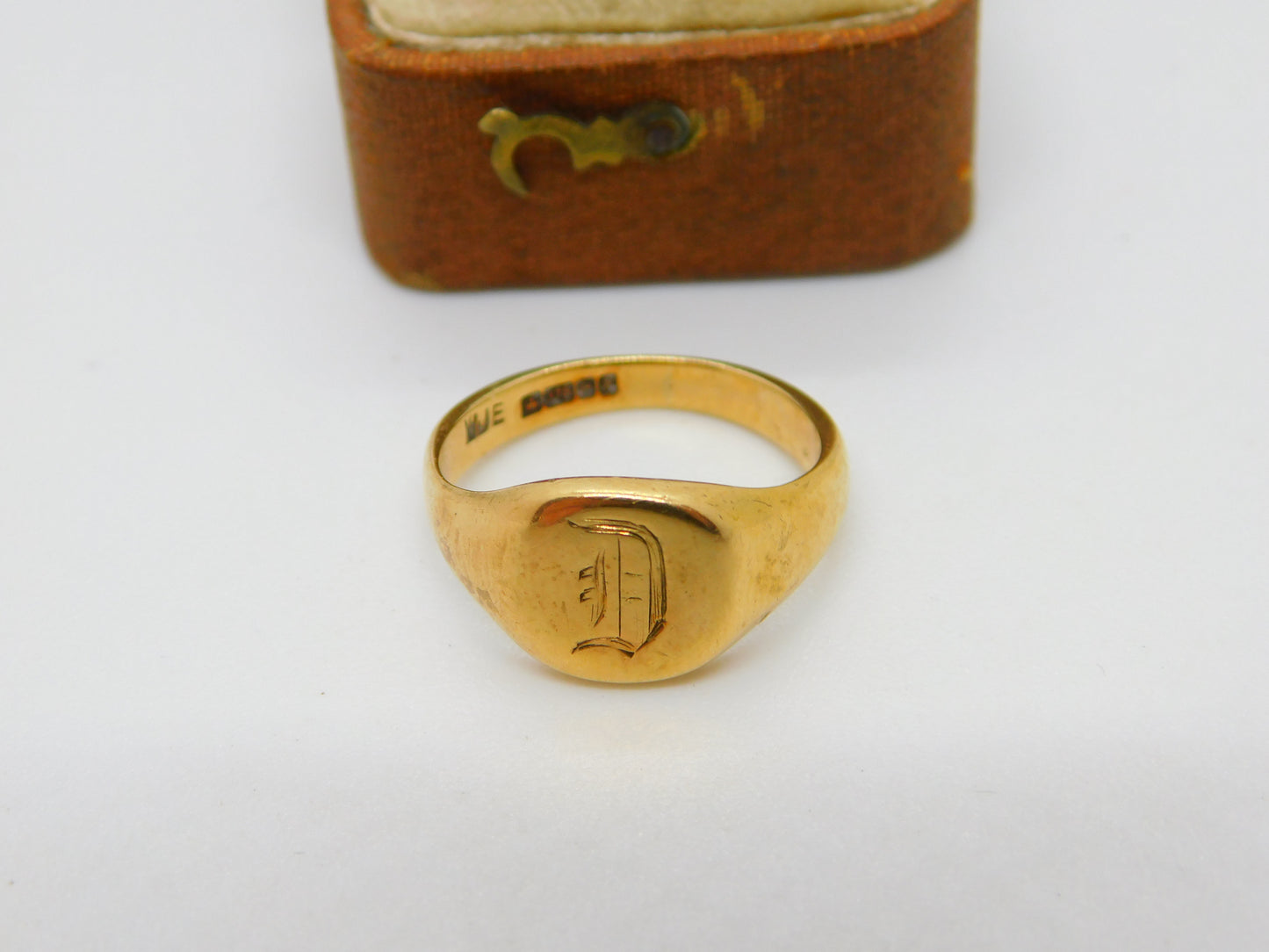 9ct Yellow Gold 'D' Italic Initial Signet Ring Vintage 1978 Birmingham