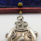 Sterling Silver Pigeon Fanciers Fob Medal 1925 Birmingham Antique Art Deco