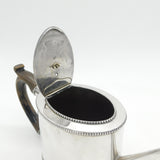 George III Sterling Silver Wooden Handle Beaded Teapot Antique 1780 Newcastle