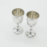 Pair of Sterling Silver Floral Pattern Goblets or Chalices 1937 Antique Deco