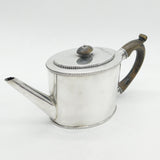 George III Sterling Silver Wooden Handle Beaded Teapot Antique 1780 Newcastle