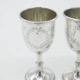 Pair of Sterling Silver Floral Pattern Goblets or Chalices 1937 Antique Deco