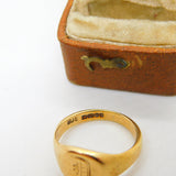 9ct Yellow Gold 'D' Italic Initial Signet Ring Vintage 1978 Birmingham