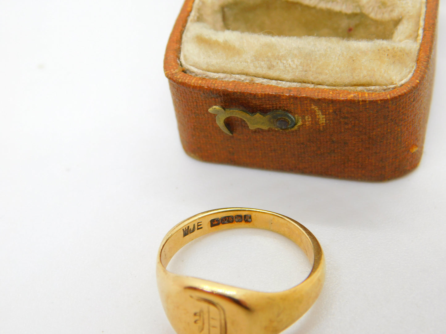 9ct Yellow Gold 'D' Italic Initial Signet Ring Vintage 1978 Birmingham