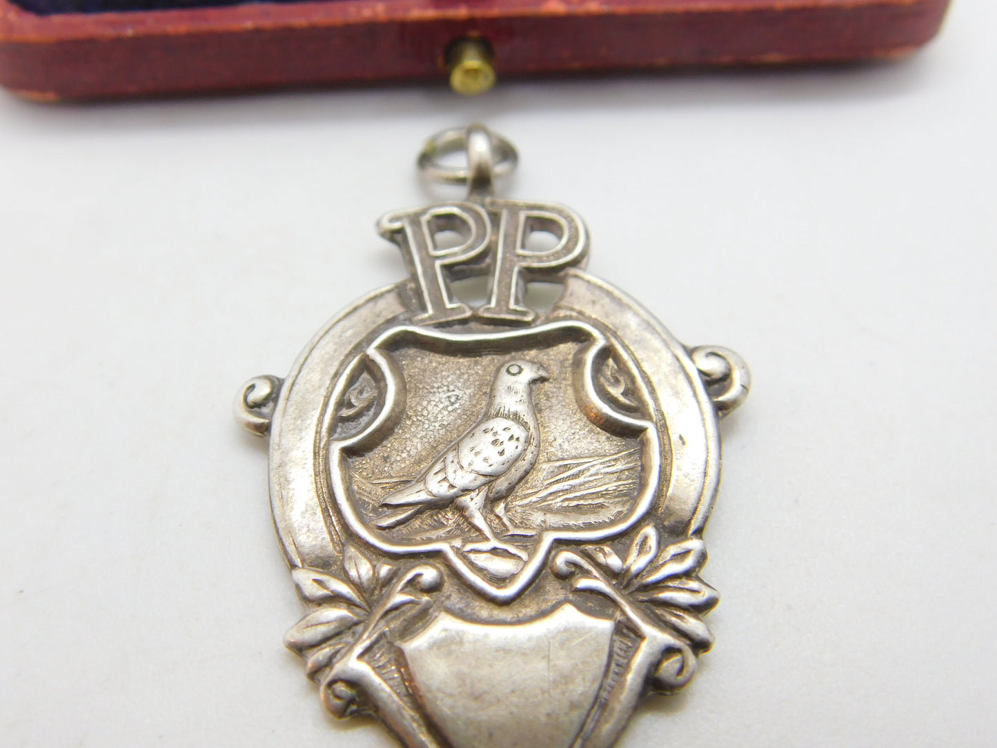 Sterling Silver Pigeon Fanciers Fob Medal 1925 Birmingham Antique Art Deco