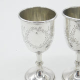 Pair of Sterling Silver Floral Pattern Goblets or Chalices 1937 Antique Deco