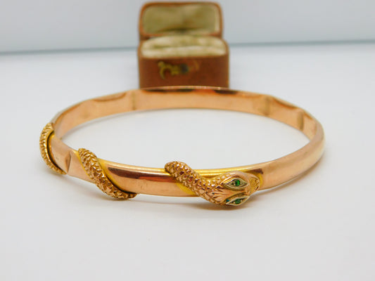 9ct Rose Gold Snake Serpent Slave Bangle Bracelet Antique 1922 Art Deco