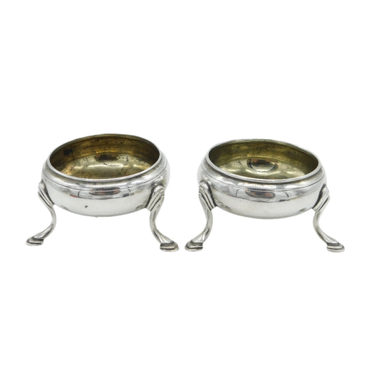 George III Pair of Sterling Silver Salt Cellars Antique 1802 London Bateman