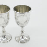 Pair of Sterling Silver Floral Pattern Goblets or Chalices 1937 Antique Deco