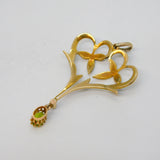 Edwardian 9ct Yellow Gold, Seed Pearl & Peridot Lavalier Pendant Antique c1910