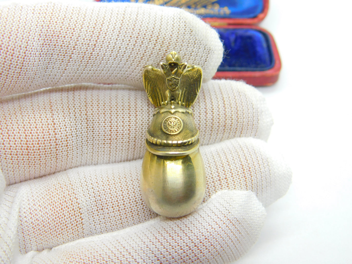 Fabergé Julius Rappoport Imperial Russian Military Helmet Silver Gilt Egg Orb Pendant c1880 Kokoshnik Marks I.P