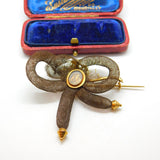 Georgian 15ct Gold Hairwork 'Memento Mori' Bow Form Brooch Antique c1820 AF