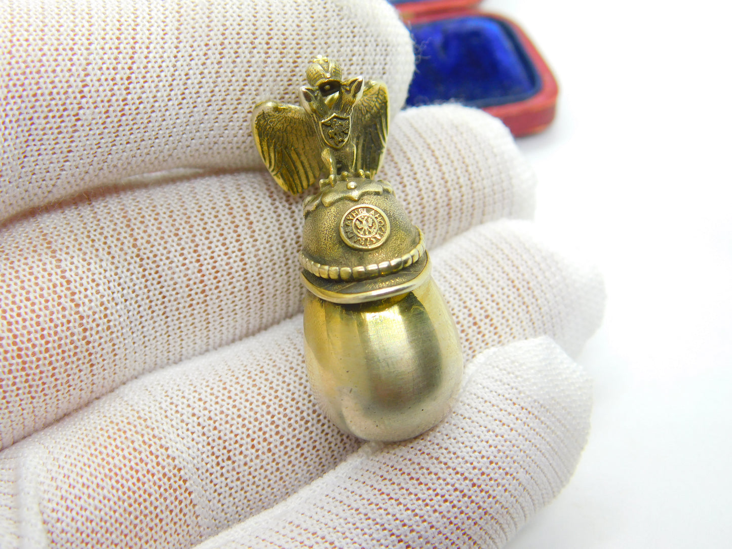 Fabergé Julius Rappoport Imperial Russian Military Helmet Silver Gilt Egg Orb Pendant c1880 Kokoshnik Marks I.P